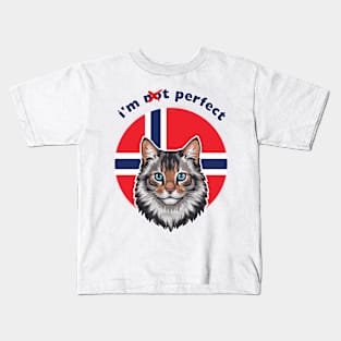 i'm not perfect - norwegian forest cat Kids T-Shirt